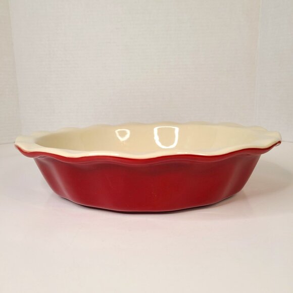 Good Cook Red Ruffled Rim 9" Stoneware Deep Dish Pie Plate - Picture 1 of 4
